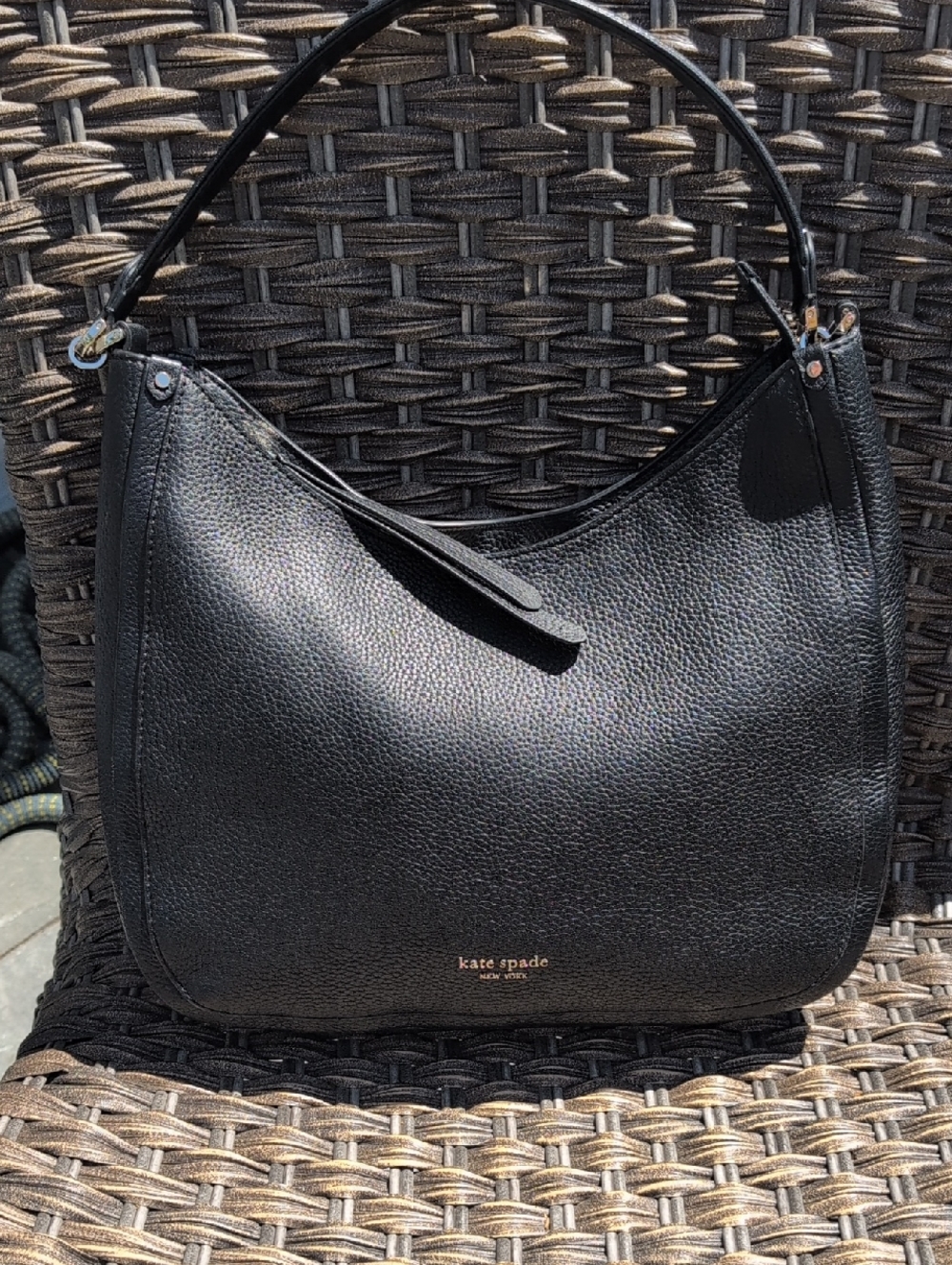 Kate Spade Black Pebbled Leather Hobo Shoulder Bag. EUC